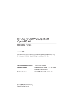 HP DCE for OpenVMS Alpha and OpenVMS I64 Release Notes