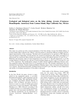 Ecological and biological notes on the brine shrimp Artemia