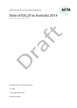 State of EAL/D in Australia 2014 - The Australian Council of TESOL