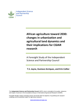 African agriculture toward 2030 - ISPC
