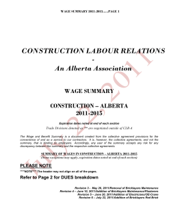 SUMMARY OF WAGES IN CONSTRUCTION: