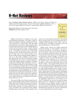 Hilmar Pabel on Difference and Dissent: Theories of Tolerance in