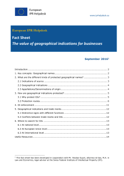 Fact Sheet The value of geographical indications for