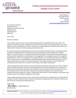 Family and Community Social Services Sample Cover Letter