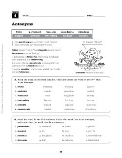 Antonyms - TeacherWeb