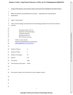 Effects of Isolation and Confinement on humans