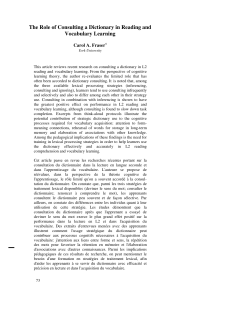 The Role of Consulting a Dictionary in Reading and