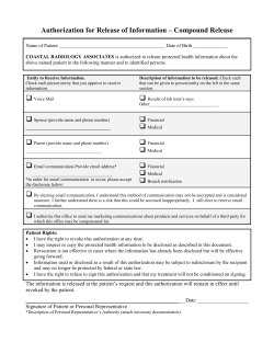 Authorization for Release of Information &ndash; Compound Release
