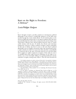 Kant on the Right to Freedom: A Defense* Louis
