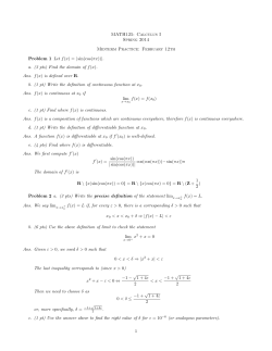 MATH125: Calculus I Spring 2014 Midterm Practice: February 12th