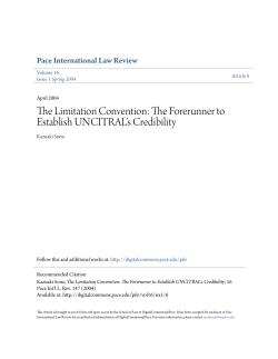 The Limitation Convention: The Forerunner to Establish