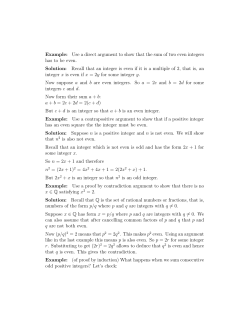 Example: Use a direct argument to show that the sum of two even