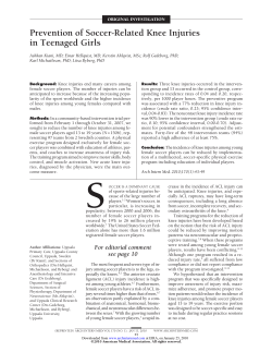 Prevention of Soccer-Related Knee Injuries in Teenaged Girls