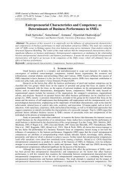 Entrepreneurial Characteristics and Competency as