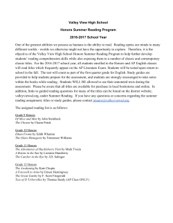 Honors Summer Reading Program