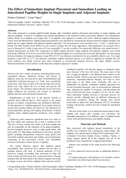 The Effect of Immediate Implant Placement and Immediate Loading