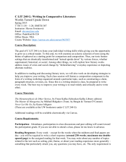C LIT 240 G: Writing in Comparative Literature Worlds
