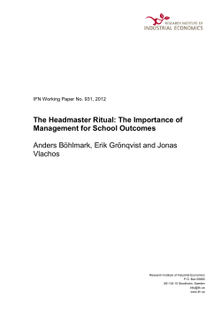 The Headmaster Ritual: The Importance of Management for School