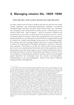 Managing mission life, 1869&ndash;188 - ANU Press