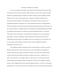 The Poetics of Mime(sis) in Herodas Even a cursory glance at