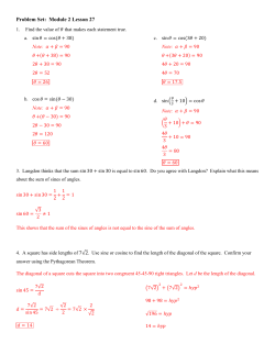 Problem Set: Module 2 Lesson 27