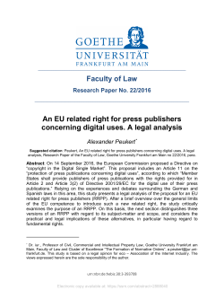 An EU related right for press publishers concerning digital uses