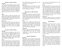 MONDAY IN HOLY WEEK As the time of the Passion drew near