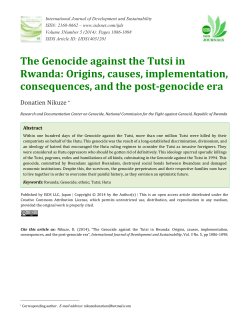 The Genocide against the Tutsi in Rwanda