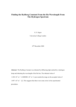 Finding the Rydberg Constant From the H&alpha; Wavelength