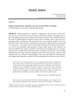 ARTICLE Against Totalitarianism: Agamben, Foucault, and the