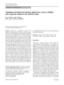 Anhedonia and depressed mood in adolescence: course