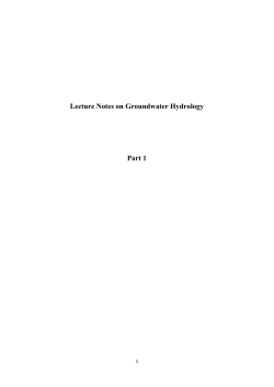Lecture Notes on Groundwater Hydrology Part 1
