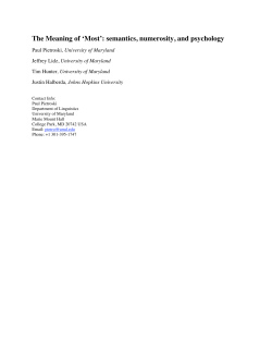 The Meaning of `Most`: semantics, numerosity, and