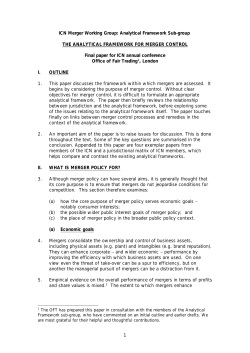 the analytical framework for merger control