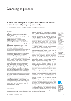 A levels and intelligence as predictors of medical careers in