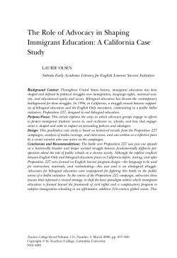 The Role of Advocacy in Shaping Immigrant Education: A California
