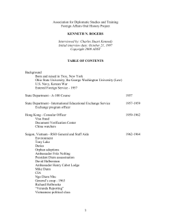 KENNETH N. ROGERS - Association for Diplomatic Studies and