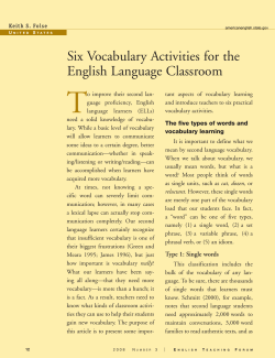 Six Vocabulary Activities for the English Language
