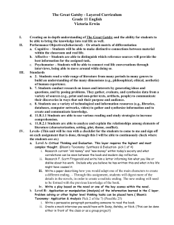 The Great Gatsby - Layered Curriculum Grade 11 English Victoria