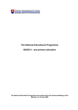 The National Educational Programme ISCED 0 &ndash; pre