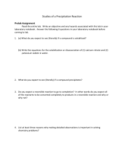 Studies of a Precipitation Reaction