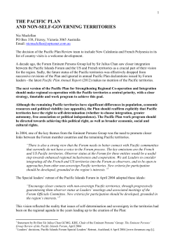 THE PACIFIC PLAN AND NON-SELF-GOVERNING TERRITORIES