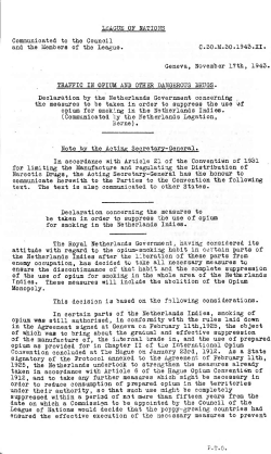 LEAGUE OF HATIONS Communicated to the Council and the