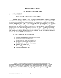 American Medical Concepts Code of Business Conduct and Ethics I