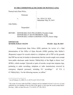 IN THE COMMONWEALTH COURT OF PENNSYLVANIA