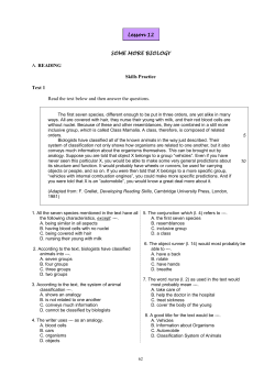 Lesson 12 SOME MORE BIOLOGY A. READING Skills