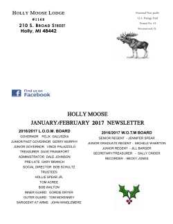 HOLLY MOOSE JANUARY/FEBRUARY 2017 NEWSLETTER