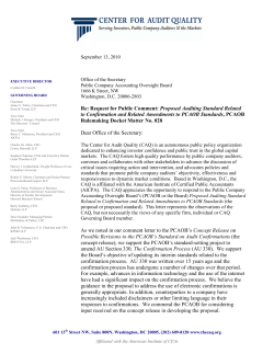 Re: Request for Public Comment: Proposed Auditing Standard