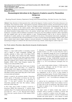 Haematological alterations in the diagnosis of malaria caused by
