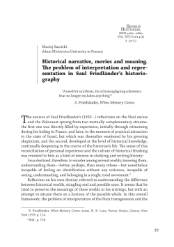 Historical Narrative, Movies and Meaning. The